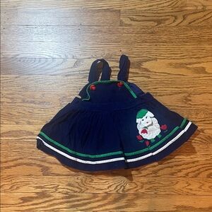 Adorable Navy Blue Kids Dress with Embroidered Sheep